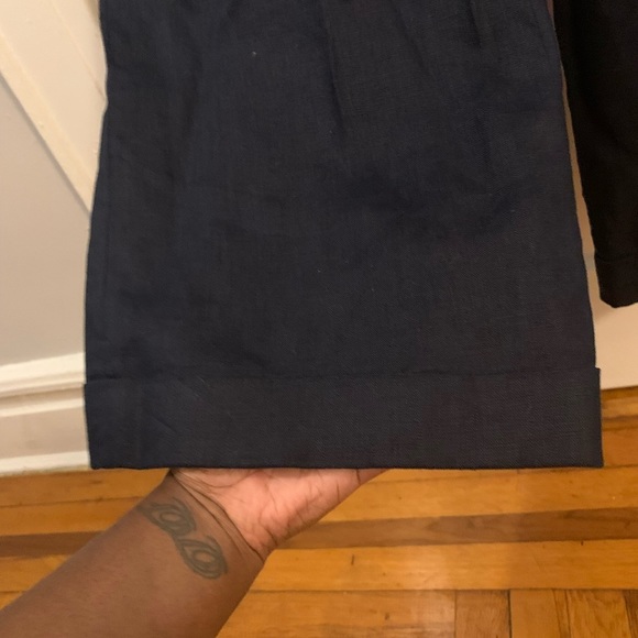 Navy Blue Linen Pants - Picture 3 of 5